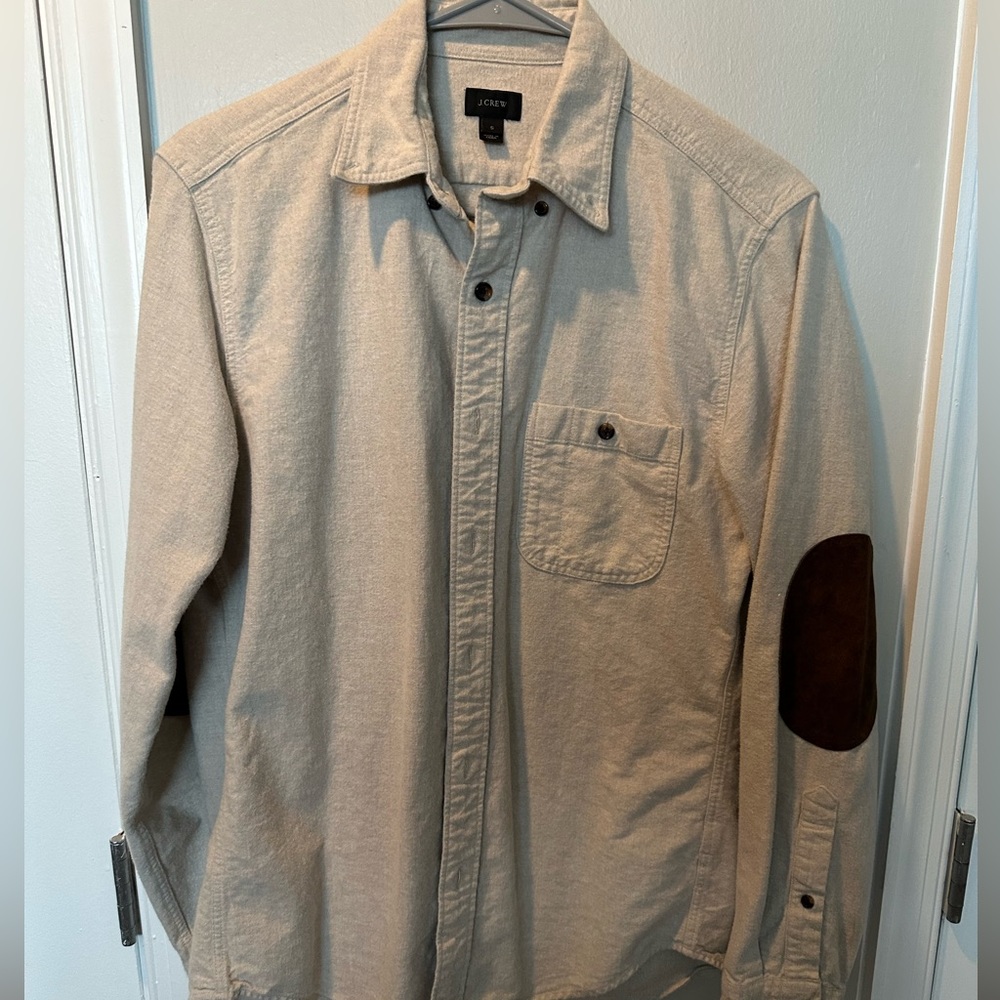 J Crew Dress Shirt with Leather Elbow Patches